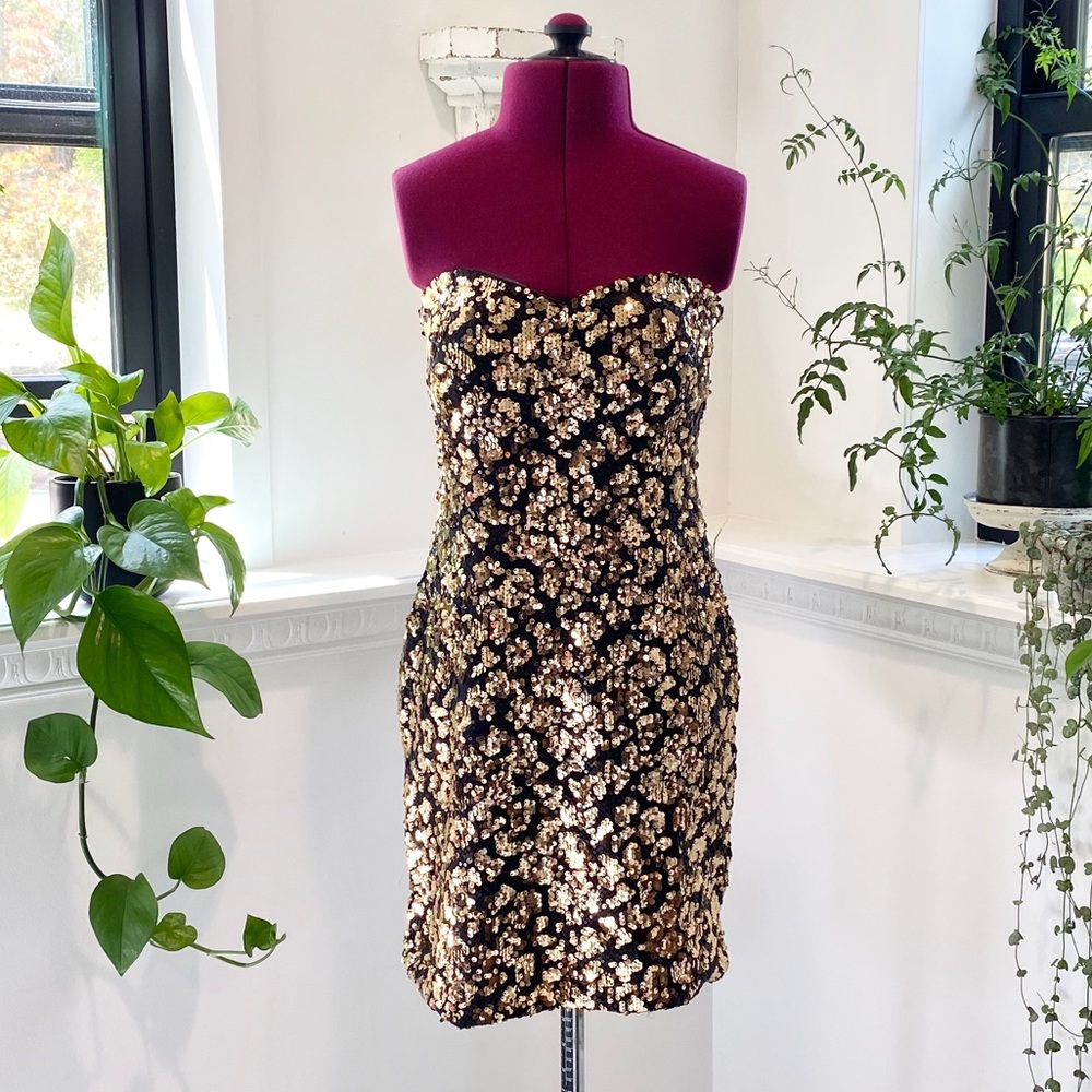 Fredericks of Hollywood gold sparkly dress